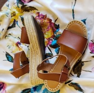 Strappy Brown Wedge Sandals